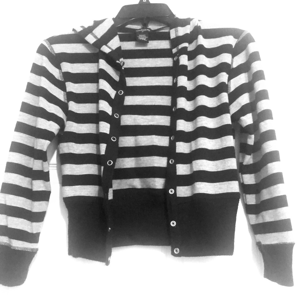 Eyeshadow striped  snap up hoodie